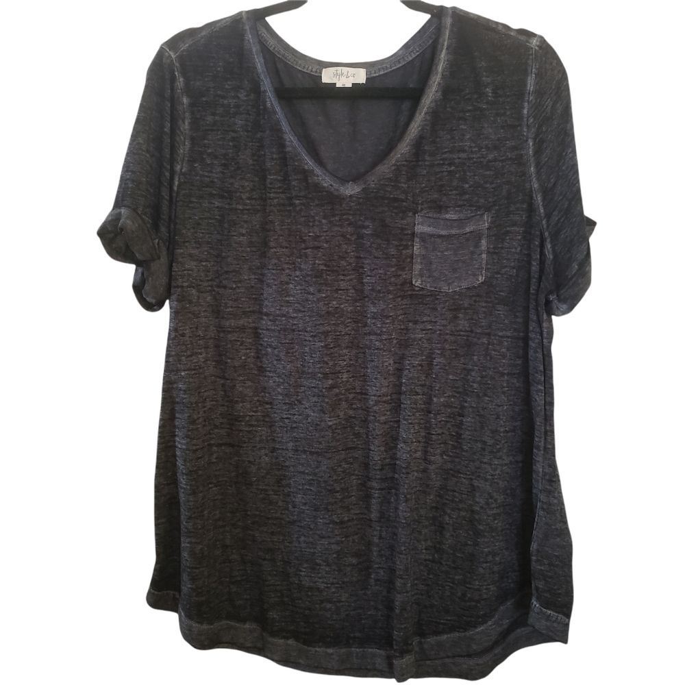 Style & Co V-Neck Short Sleeve Sheer T-Shirt - Picture 1 of 8
